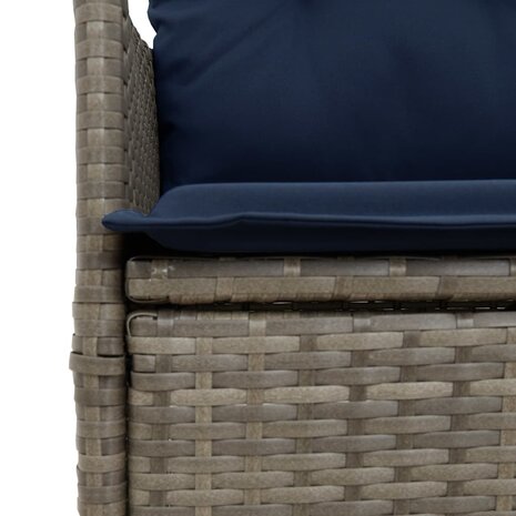Tuinstoel verstelbaar met kussens poly rattan grijs
