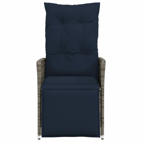 Tuinstoelen 2 st verstelbaar met kussens poly rattan grijs