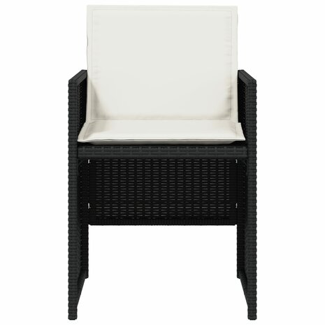 Tuinstoelen 4 st met kussens poly rattan zwart
