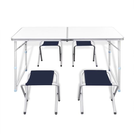 Campingset inklapbaar en verstelbaar 120x60 cm aluminium