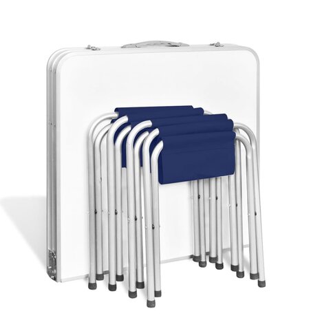 Campingset inklapbaar en verstelbaar 120x60 cm aluminium