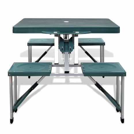 Campingset inklapbaar lichtgewicht 120x60 cm aluminium groen