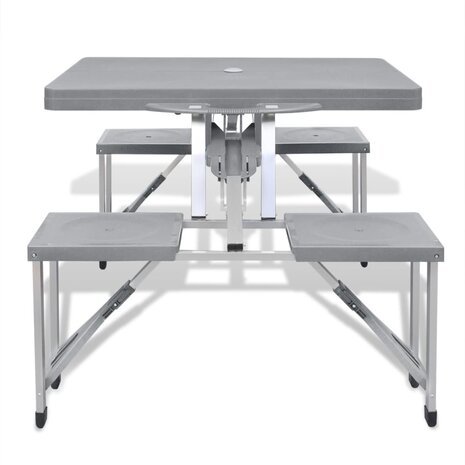 Campingset inklapbaar lichtgewicht 120x60 cm aluminium grijs