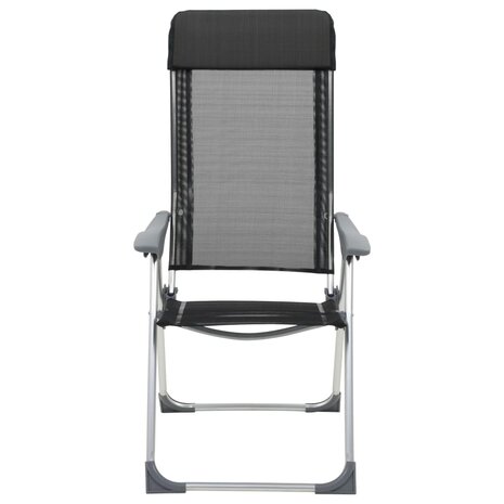 Campingstoelen inklapbaar aluminium zwart 2 st