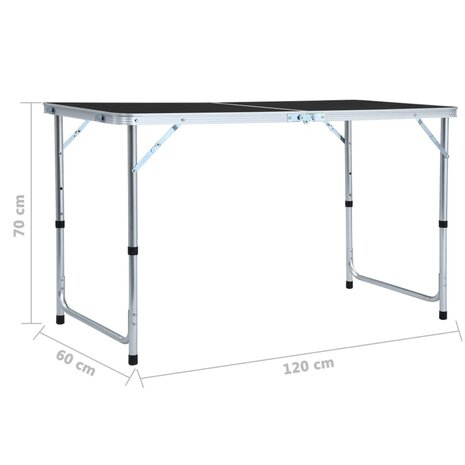 Campingtafel inklapbaar 120x60 cm aluminium grijs