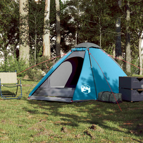 Koepeltent 4-persoons waterdicht blauw