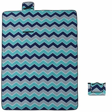 Picknickkleed opvouwbaar golven 200x150 cm fluweel blauw