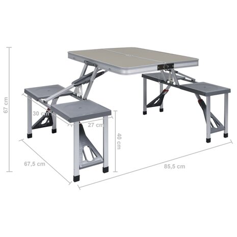 Campingtafel inklapbaar met 4 zitjes staal en aluminium
