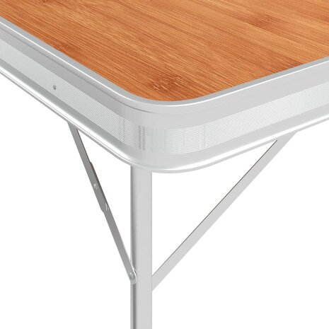 Campingtafel inklapbaar met 2 banken aluminium bruin