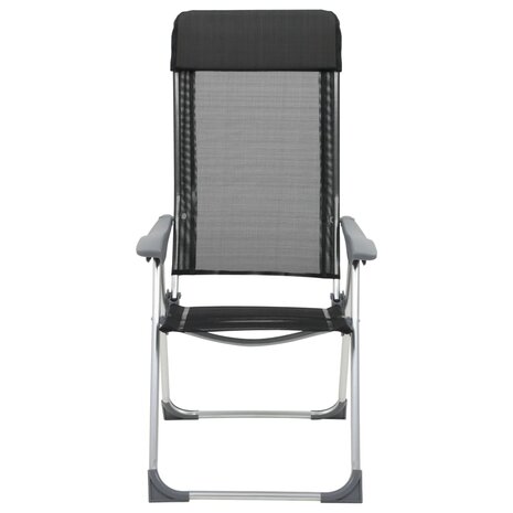 Campingstoelen inklapbaar aluminium zwart 4 st