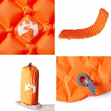 Kampeermatras opblaasbaar 190x58x6 cm 1-persoons oranje