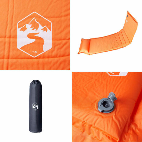 Kampeermatras met kussen zelfopblazend 1-persoons oranje
