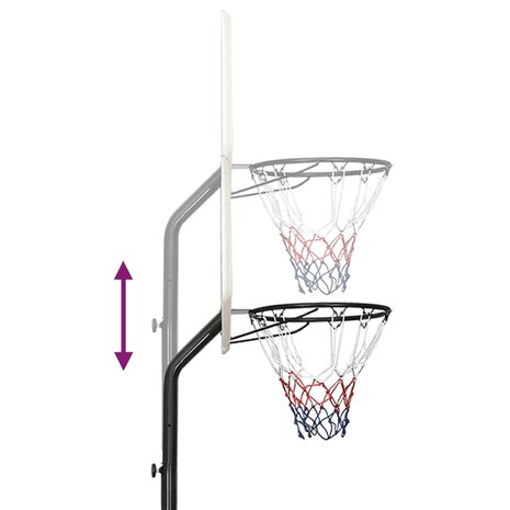 Basketbalstandaard 282-352 cm polyethyleen wit