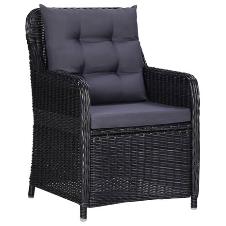 11-delige Tuinset poly rattan zwart