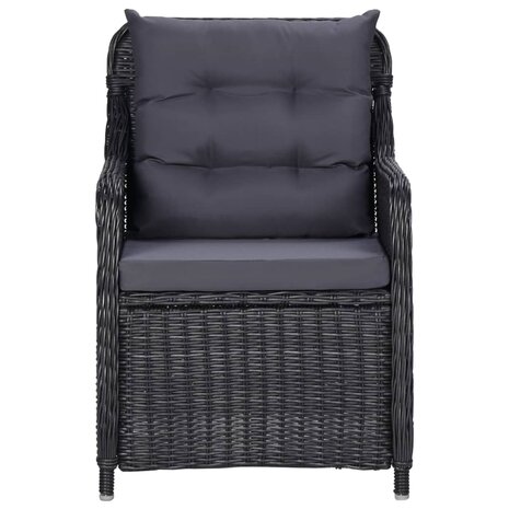 11-delige Tuinset poly rattan zwart