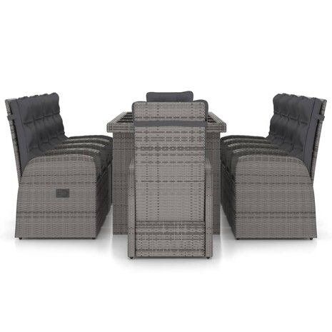 11-delige Tuinset met kussens poly rattan grijs
