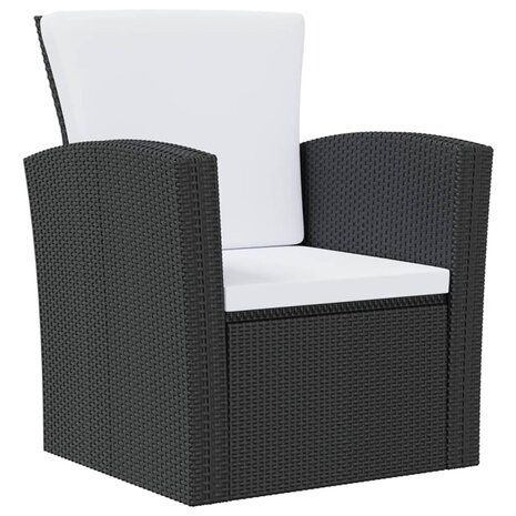 16-delige Loungeset met kussens poly rattan zwart