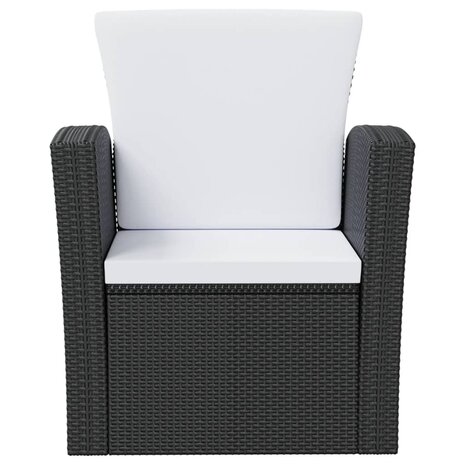 16-delige Loungeset met kussens poly rattan zwart