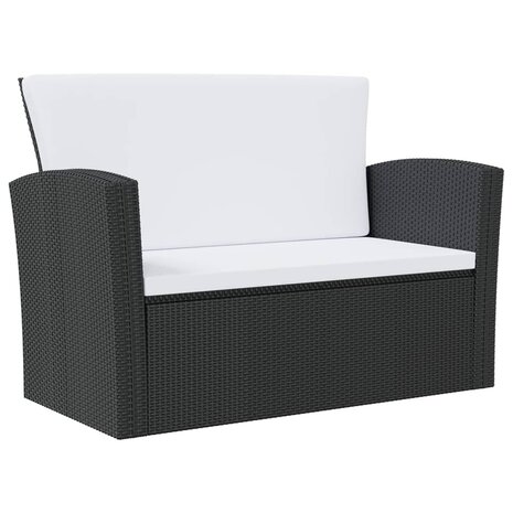 16-delige Loungeset met kussens poly rattan zwart