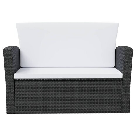 16-delige Loungeset met kussens poly rattan zwart