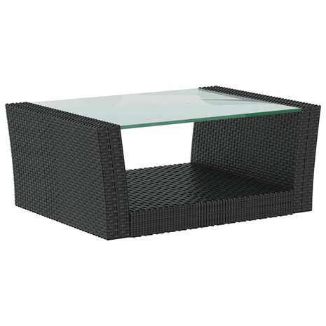 16-delige Loungeset met kussens poly rattan zwart