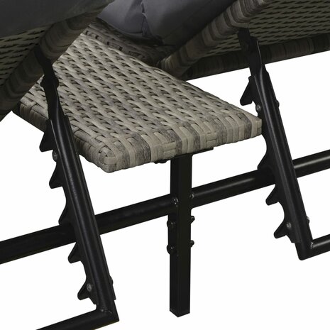 5-delige Loungeset met kussens poly rattan grijs