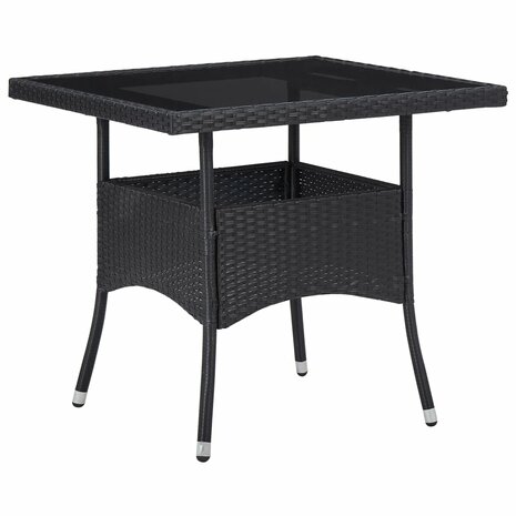 3-delige Tuinset poly rattan en acaciahout zwart