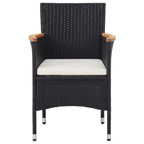3-delige Tuinset poly rattan en acaciahout zwart