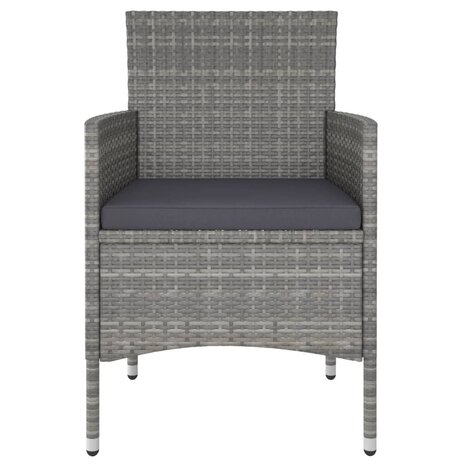 5-delige Bistroset poly rattan en gehard glas grijs