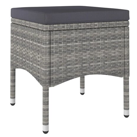 5-delige Bistroset poly rattan en gehard glas grijs