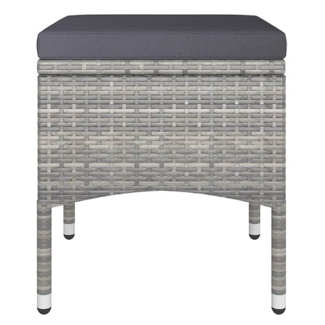 5-delige Bistroset poly rattan en gehard glas grijs