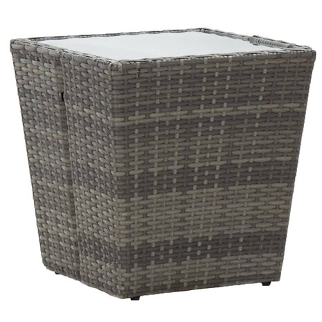 5-delige Bistroset poly rattan en gehard glas grijs