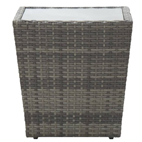 5-delige Bistroset poly rattan en gehard glas grijs