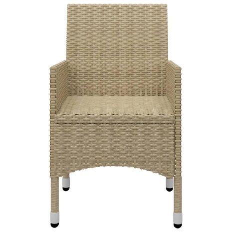 3-delige Bistroset poly rattan en gehard glas beige