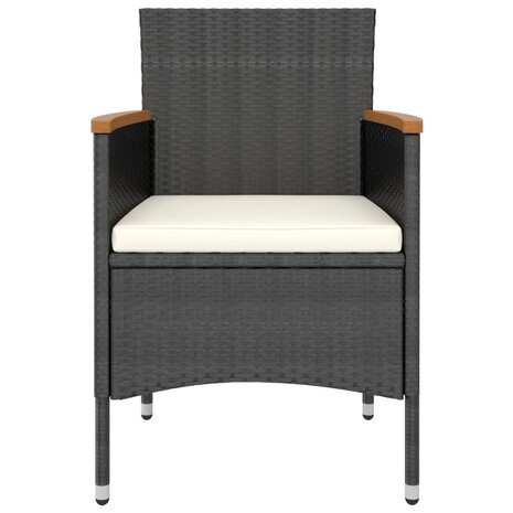5-delige Bistroset poly rattan en gehard glas zwart
