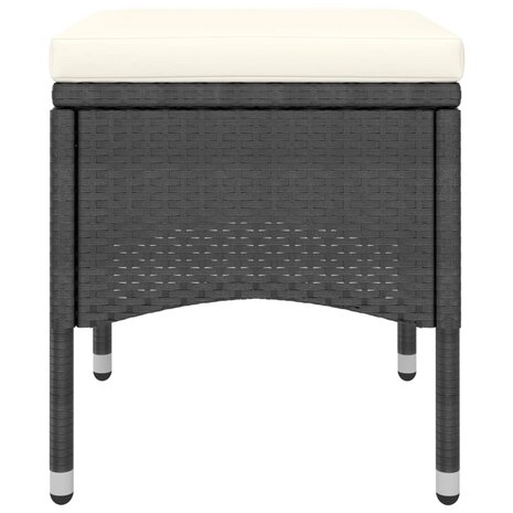 5-delige Bistroset poly rattan en gehard glas zwart