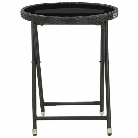 5-delige Bistroset poly rattan en gehard glas zwart