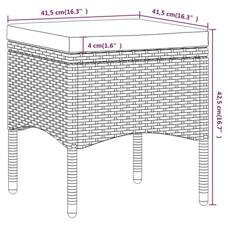 5-delige Bistroset poly rattan en gehard glas zwart