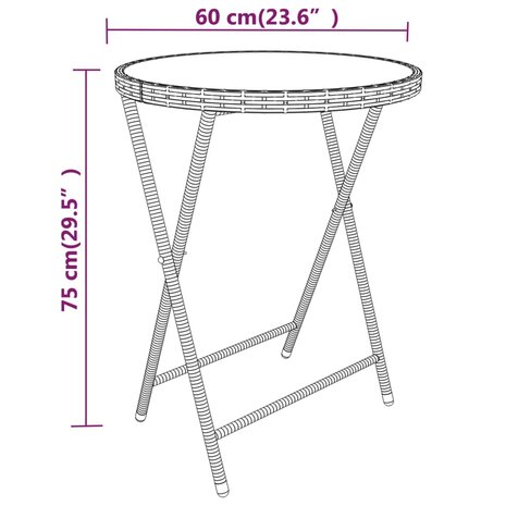 5-delige Bistroset poly rattan en gehard glas zwart