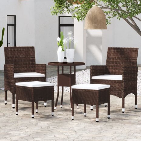 5-delige Loungeset poly rattan bruin