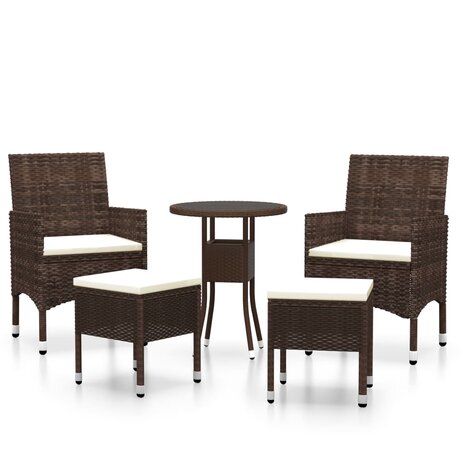 5-delige Loungeset poly rattan bruin