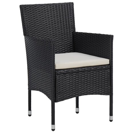 3-delige Tuinset poly rattan zwart