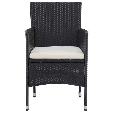 3-delige Tuinset poly rattan zwart