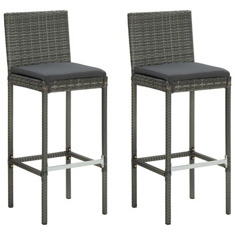3-delige Tuinbarset met kussens poly rattan grijs