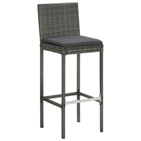 3-delige Tuinbarset met kussens poly rattan grijs