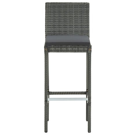 3-delige Tuinbarset met kussens poly rattan grijs