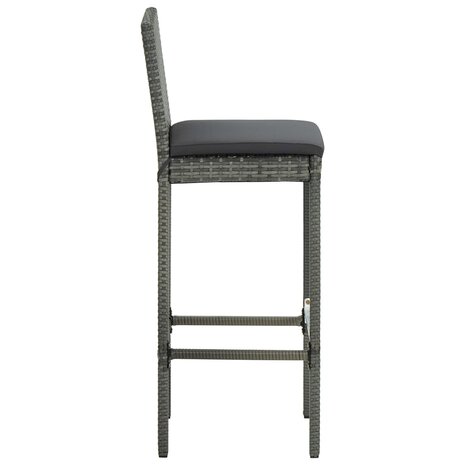 3-delige Tuinbarset met kussens poly rattan grijs