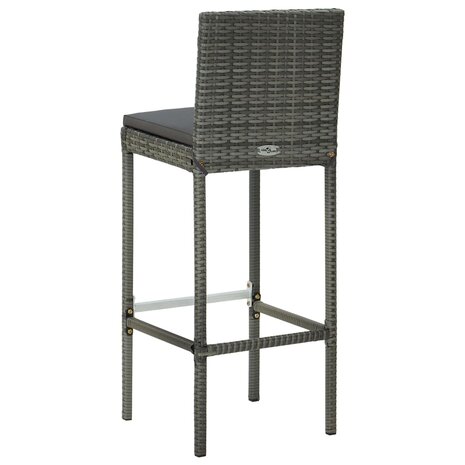 3-delige Tuinbarset met kussens poly rattan grijs