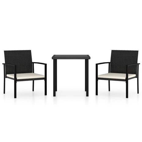 3-delige Tuinset poly rattan zwart