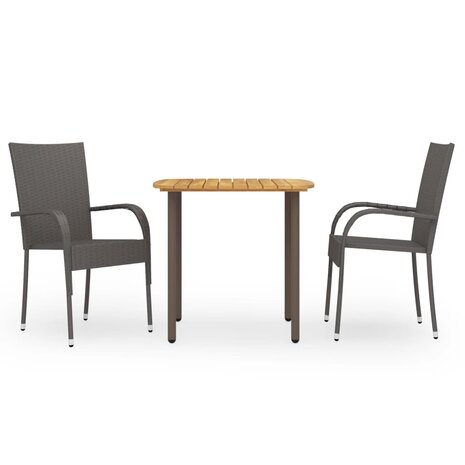 3-delige Tuinset poly rattan bruin